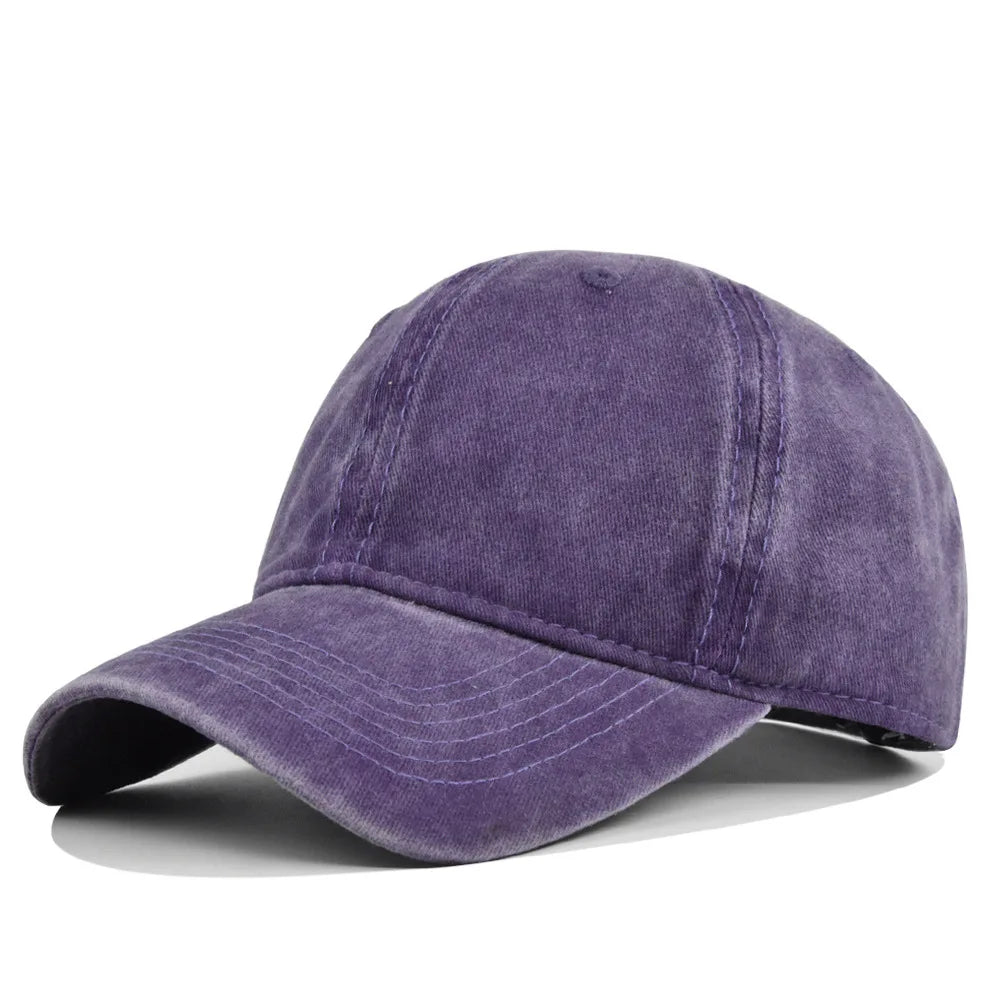 Unisex Retro Washed Cotton Baseball Cap – Solid Color Y2K Hip Hop Snapback Outdoor Sport Hat