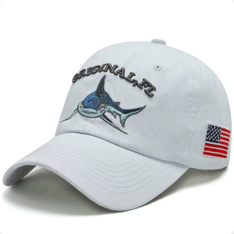 2025 New High Quality Wash Cotton America Flag Shark Men's Baseball Cap Women Snapback Hats For Men Bone Hip Hop Dad Hat Gorras