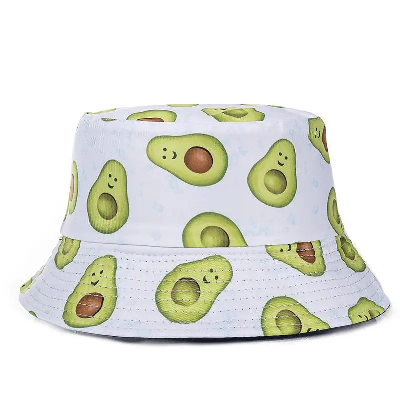 Unisex Bucket Cap Fruit Printing Hats Summer Double-sided Wear Man Women Cap Outdoor Sun Hat Classic Casual Panama Bucket Hat