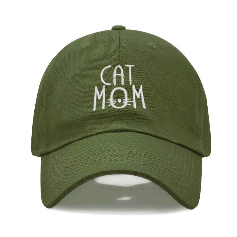 CAT MOM Embroidered Baseball Cap for Women Men Fashion Adjustable Soft Washed Cotton Dad Hat Unisex Classic Golf Caps