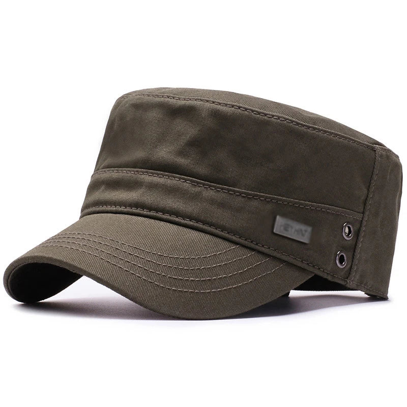 Men’s Flat Top Cotton Baseball Cap Casual Fashion Peaked Sunshade Commuter Hat Four Seasons