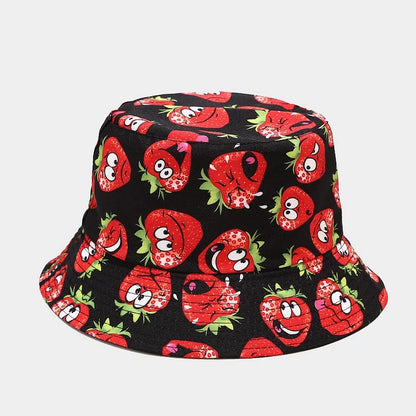 Creative Printed Fruit Pattern Bucket Cap Unisex Outdoor Leisure Fisherman Hat Summer Beach Uv Protection Sun hats Panama Bob