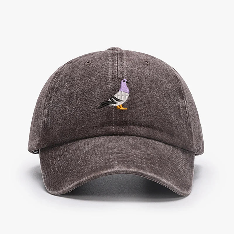 Embroidery Pigeon Design Spring vintage Baseball caps Men Women Water Washed Sunscreen Sun Hat Sports Fishing Sunshade Dad Hat