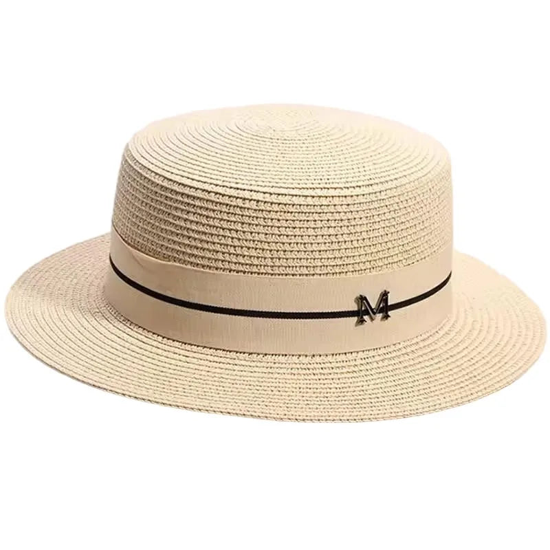 Women's Spring and Summer British Houndstooth Top Hats Seaside Sun Protection Beach Sun Hats Vacation Casual Top Hats