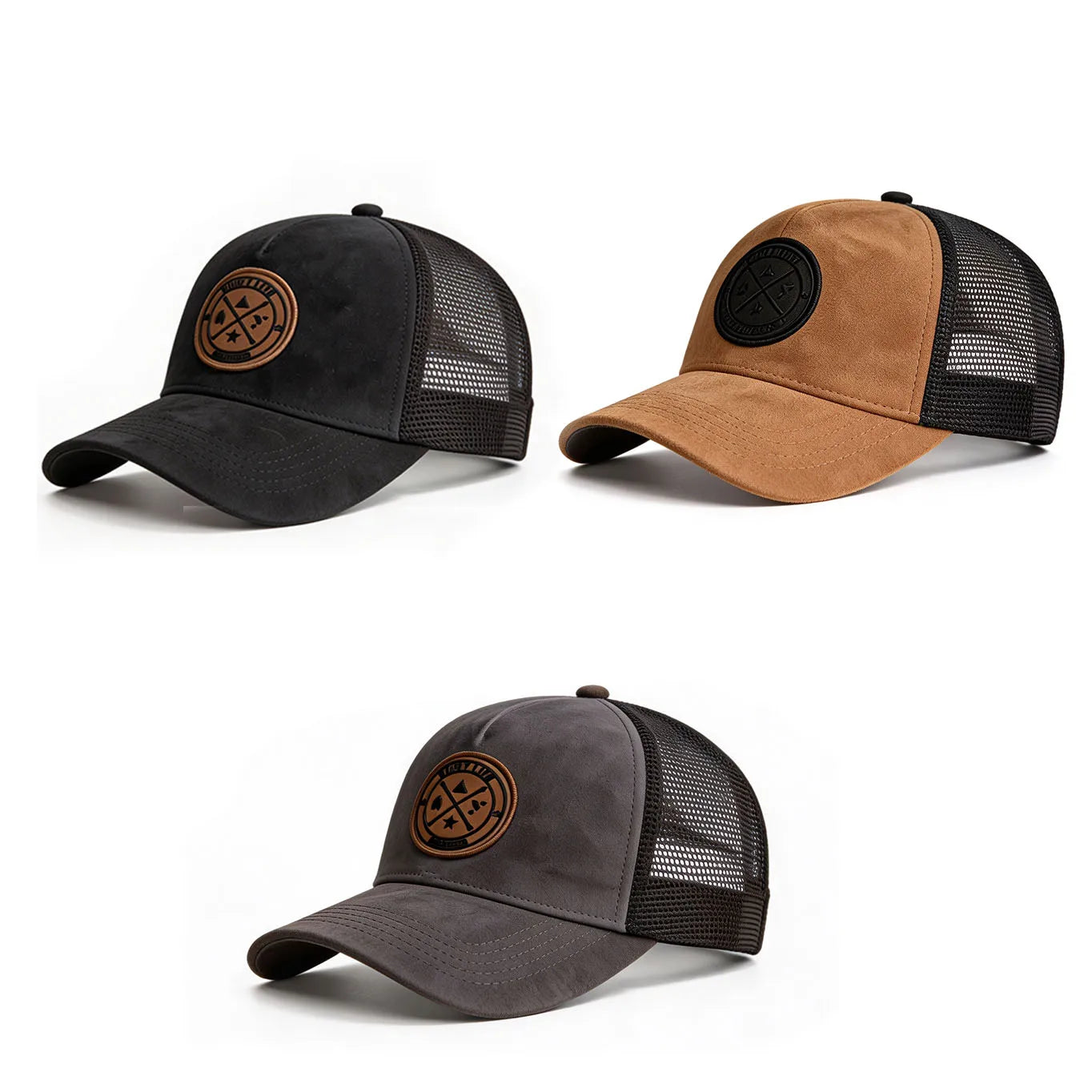 Letter Embroidered Baseball Cap Suede Breathable Mesh Truck Driver Cap Men Women Sun Cap