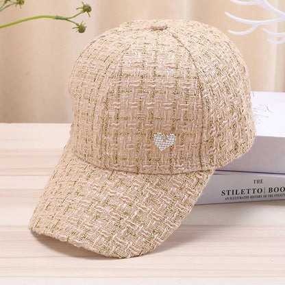 Stylish Women's Baseball Cap with Golden Thread Checkered Design - Breathable, Sun-Protective & Adjustable Fit for Outdoor Sport
