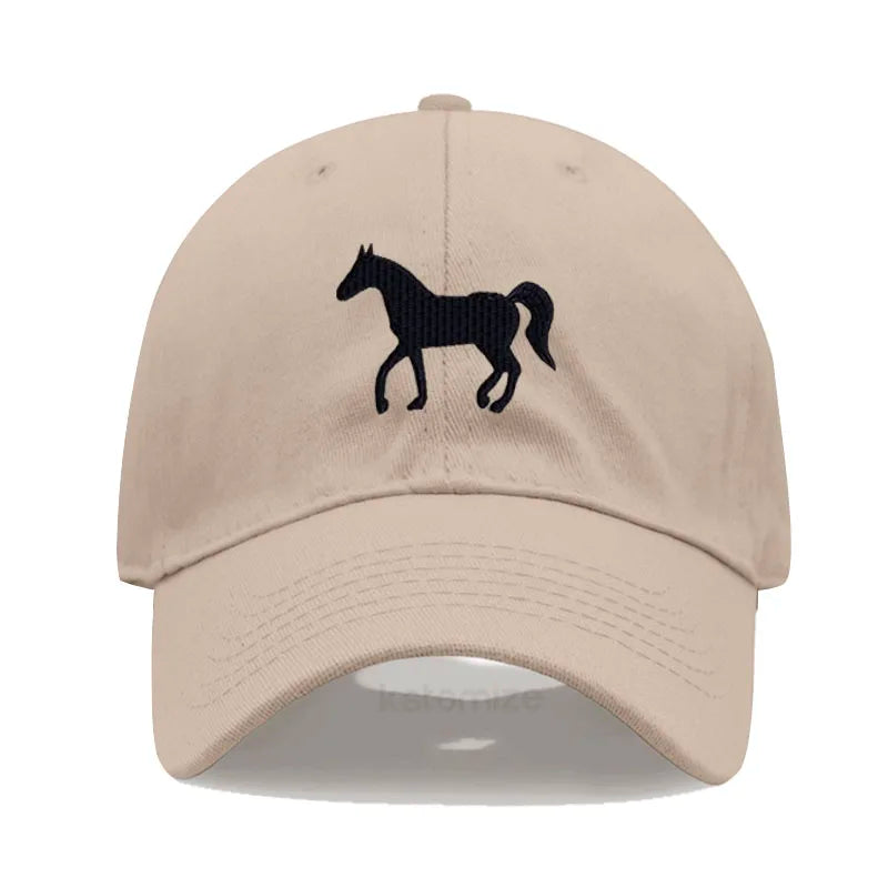 Horse Embroidered Baseball Cap for Women Men Fashion Adjustable Washed Cotton Dad Hat Unisex Classic Golf Caps