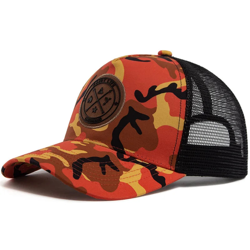 Unisex Mesh Snapback Cap – “ENJOY LIFE” Letter Patch Breathable Summer Trucker Hat