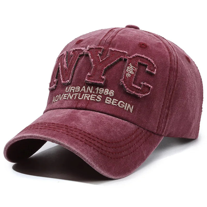 Adjustable Women's Black Baseball Cap - Breathable, Stylish, Sun Protection, "NYC" Embroidery, Hand Washable
