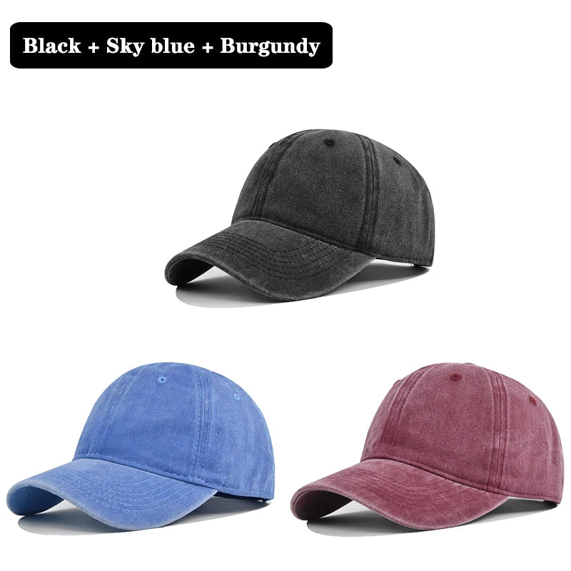 Unisex Vintage Washed Cotton Baseball Cap – Adjustable Breathable Solid Color Dad Hat
