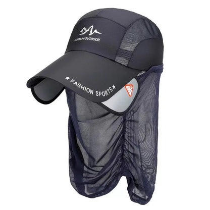 Outdoor Fishing Sunscreen Fishing Hats Long Tongue Men's Summer Breathable Windproof Mesh Awning Peaked Cap Lure Hat