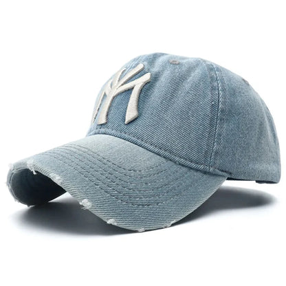 Unisex Letter Embroidery Washed Cowboy Baseball Caps Spring and Autumn Outdoor Adjustable Casual Hats Hip Hop Hat Sunscreen Hat