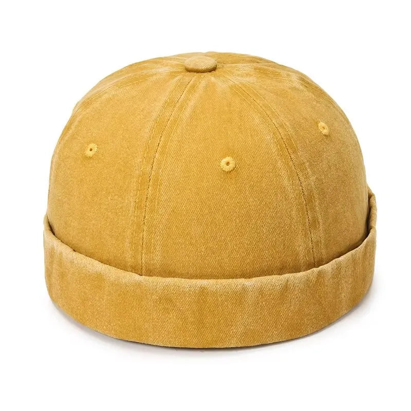 New Women Men Solid Cotton Cap Hat Washed Denim Beanie Hat Spring Autumn Retro Adjustable Docker Sailor Cap Hat For Women Men