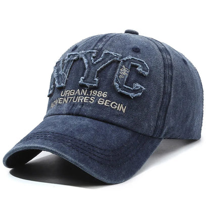 Adjustable Women's Black Baseball Cap - Breathable, Stylish, Sun Protection, "NYC" Embroidery, Hand Washable