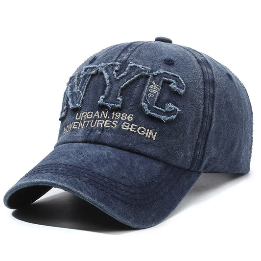 Adjustable Women's Black Baseball Cap - Breathable, Stylish, Sun Protection, "NYC" Embroidery, Hand Washable