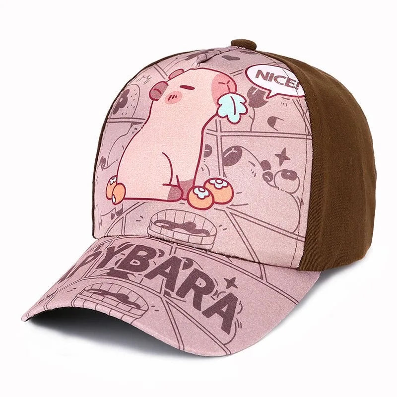 Hot Sale Children's Cartoon Capybara Printed Cap Boys Girls Outdoor Sunshade Cute Capibara Hat Lovely Kids Baseball Cap