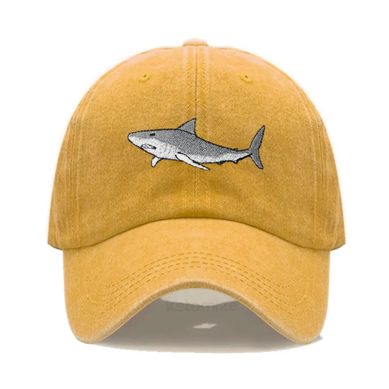 Animal Shark Embroidered Baseball Cap for Women Men Fashion Adjustable Washed Cotton Dad Hat Unisex Classic Golf Caps