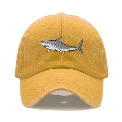 Animal Shark Embroidered Baseball Cap for Women Men Fashion Adjustable Washed Cotton Dad Hat Unisex Classic Golf Caps
