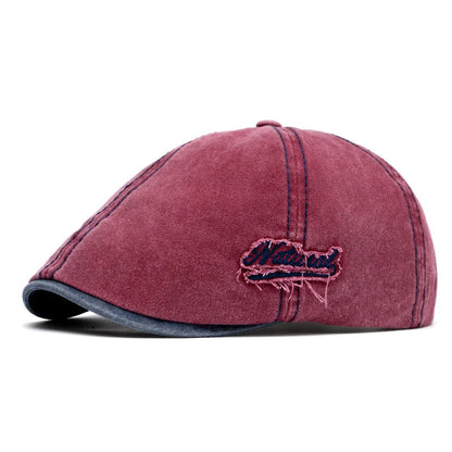 Unisex Cotton Newsboy Beret Cap – Vintage British Style Adjustable Casual Linen Flat Cap