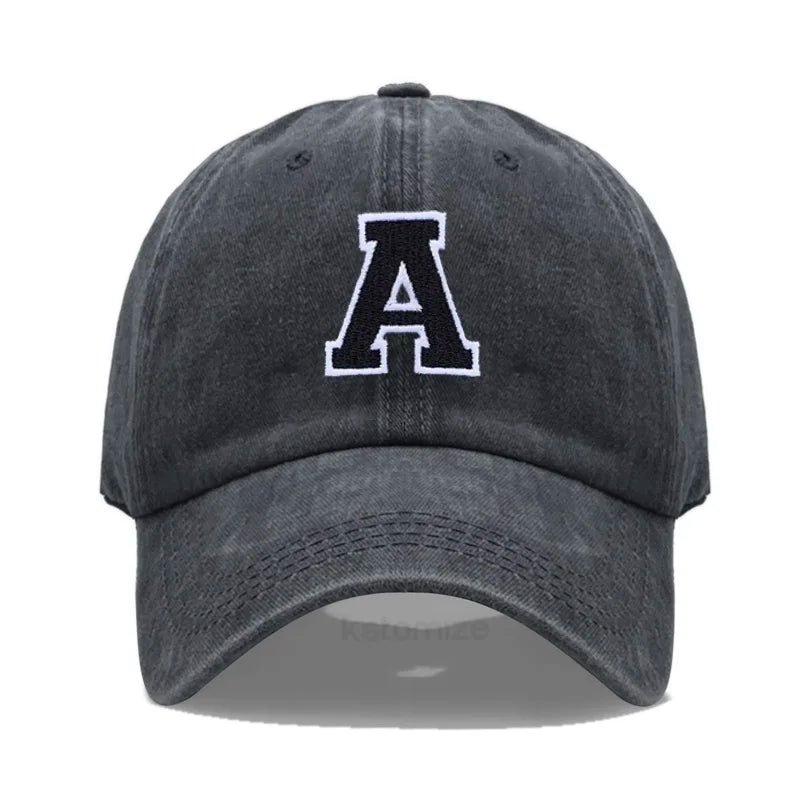Initial Letter A-Z Embroider Baseball Cap For Men Womne Washed Cotton Dad Hat Fashion Team Sport Visors Snapback Caps