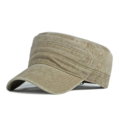 Unisex Short Brim Military Cap – Retro Washed Cotton Sunshade Army Fishing Hat