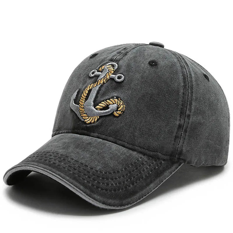 New Cool Women Men Cotton Washed Baseball Cap Anchor Embroidery Four Season Outdoor Vintag Visor Casual Cap Hat For Women Men
