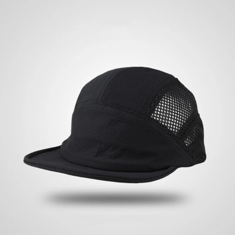 Unisex Korean Quick-Dry Mesh Baseball Cap – Soft Short Brim 5-Panel Snapback Breathable Outdoor Camping Fishing Hat