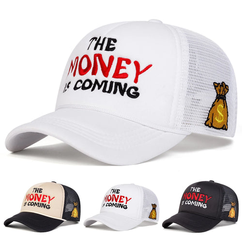 Unisex THE MONEY Letter Embroidery Baseball Net Caps Hip Hop Cap Spring Summer Outdoor Adjustable Casual Hats Sunscreen Hat