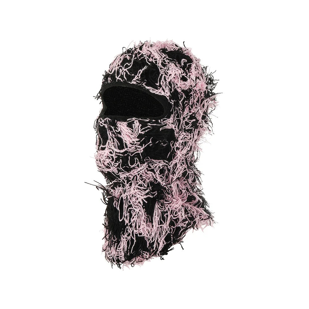 New Fuzzy Balaclava Hat Full Face Cover Ski Mask Knitted Beanies Distressed Winter Windproof Warm Bicycle Neck Camouflage Cap