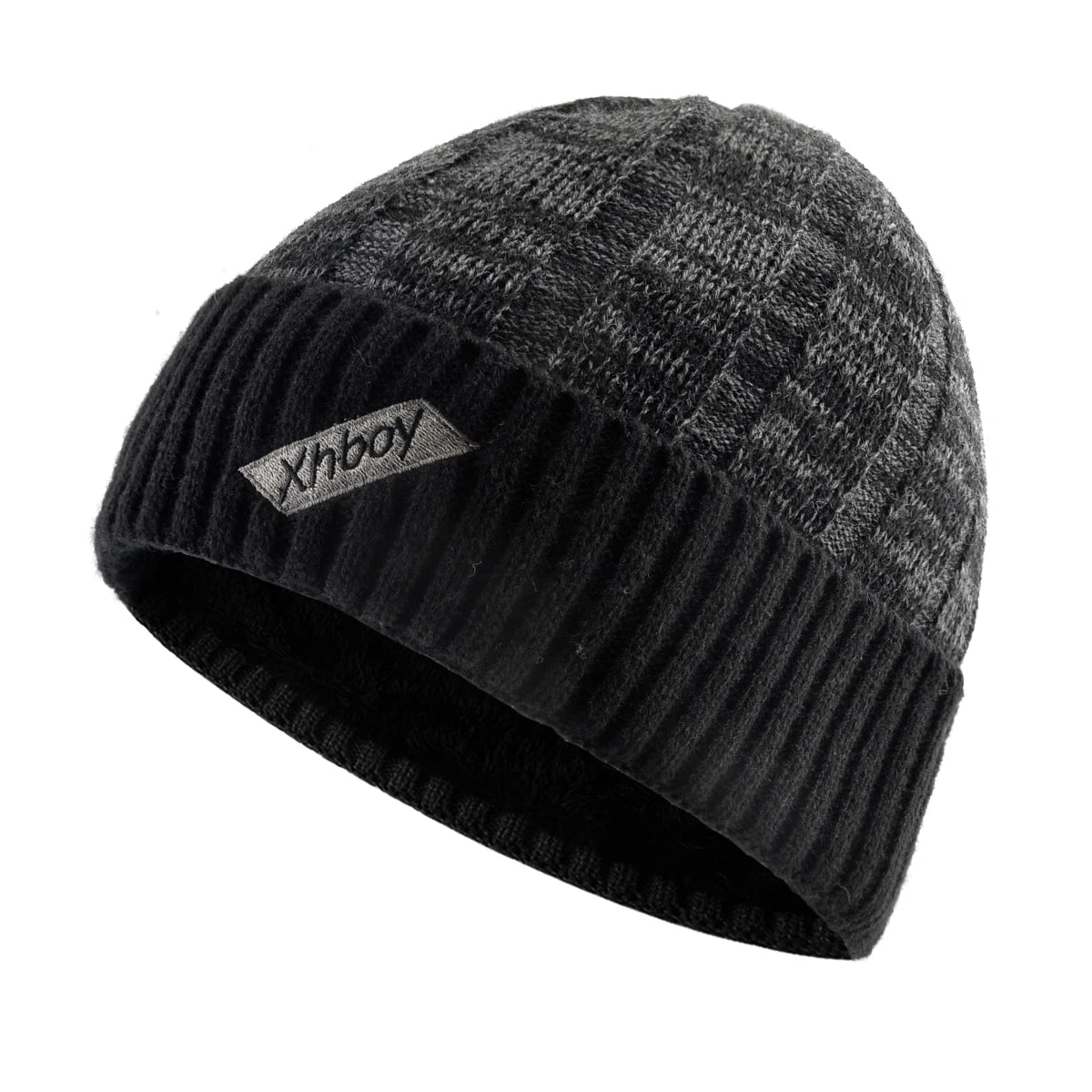 KKISSBAOBEI Winter Warm Beanie Men Knitted Mixed Color Hat Double Layer Thick Hats Men's Outdoor Ski Hats