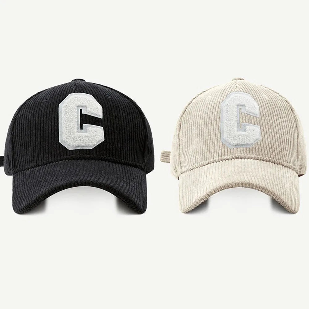 Spring Autumn Corduroy Baseball Cap for Women Men Unisex Vintage C Snapback Hip Hop Hats Winter Adjustable Outdoor Sport Hat