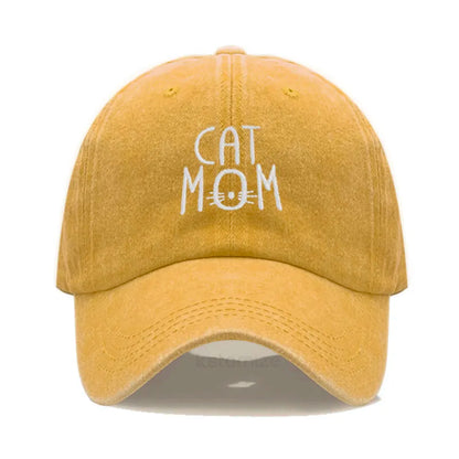 CAT MOM Embroidered Baseball Cap for Women Men Fashion Adjustable Soft Washed Cotton Dad Hat Unisex Classic Golf Caps