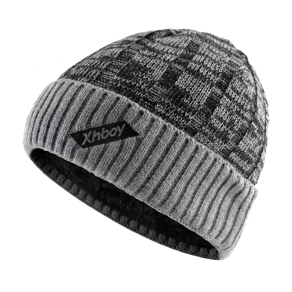 KKISSBAOBEI Winter Warm Beanie Men Knitted Mixed Color Hat Double Layer Thick Hats Men's Outdoor Ski Hats