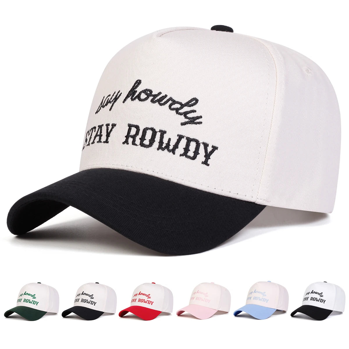 Unisex STAY ROWDY Letter Embroidery Baseball Caps Spring and Autumn Outdoor Adjustable Casual Hats Hip Hop Hat Sunscreen Hat