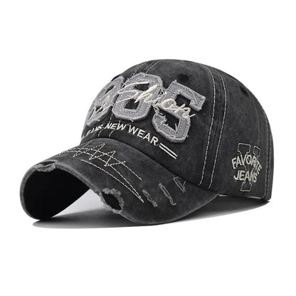 1985 Embroidery Ripped Baseball Cap Washed Distressed Patch Adjustable Dad Hat Vintage Lightweight Sunscreen Sports Hat