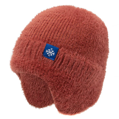 New Women Candy Colors Earflap Winter Hat Fashion Faux Fur Knitted Hat Kpop Style Soft Beanie Hats Female Streetwear Cap
