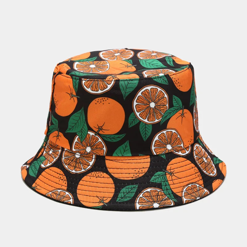 creative fruit pattern bucket hat men's and women's outdoor leisure sunscreen fishing sun hat double-sided beach basin cap