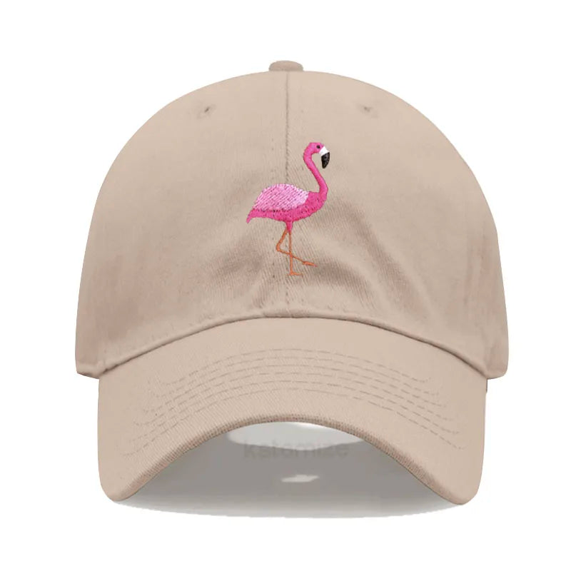 Animal Embroidery Flamingo Baseball Caps for Men Women Retro Soft Washed Cotton Dad Hat Snapback Cap Wholesale Dropshipping