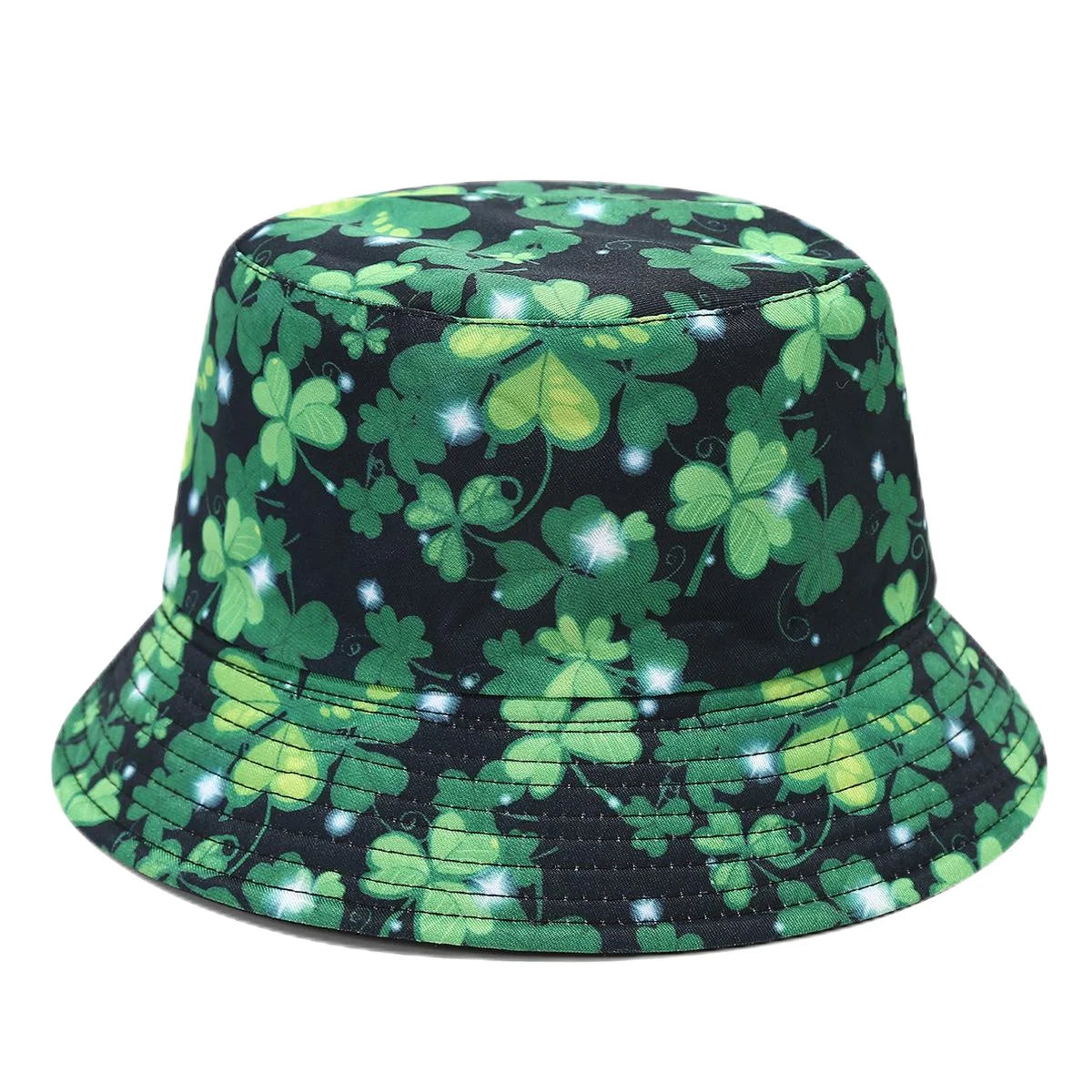 2025 St Patrick's Day Bucket Hat for Women Men Tropical Print Revisible Summer Double Side Sun Hat Green Leaf Panama Beach Cap