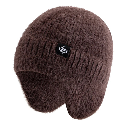 New Women Candy Colors Earflap Winter Hat Fashion Faux Fur Knitted Hat Kpop Style Soft Beanie Hats Female Streetwear Cap