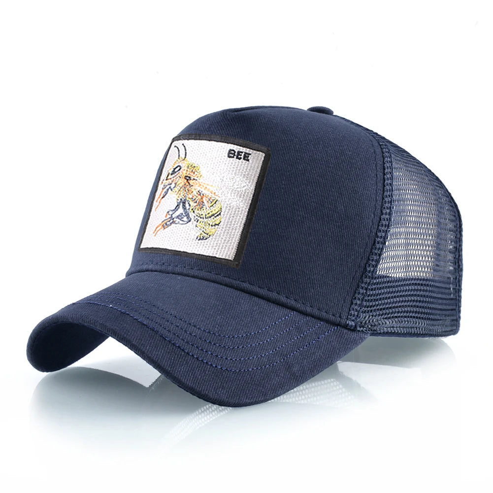 Fashion Unisex Baseball Cap With Embroidery With Bee Patch Men's Snapback Hip Hop Trucker Caps Women Adjustable Sun Visor Hat