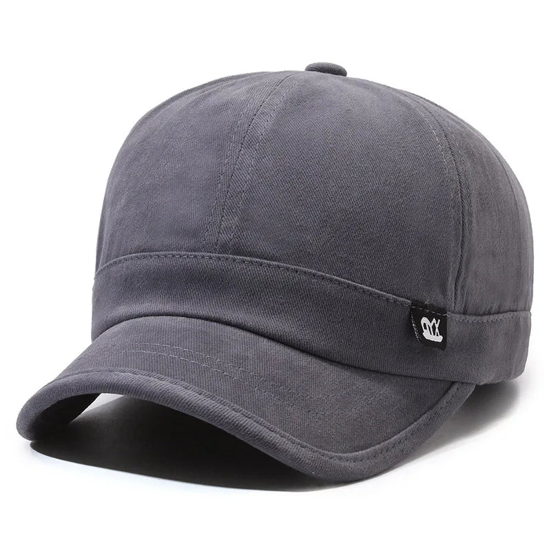 Vintage-Inspired Baseball Cap Adjustable Sun-Protective Street Style Hat Short Brim Woven Fabric Classic Fashion Accessory