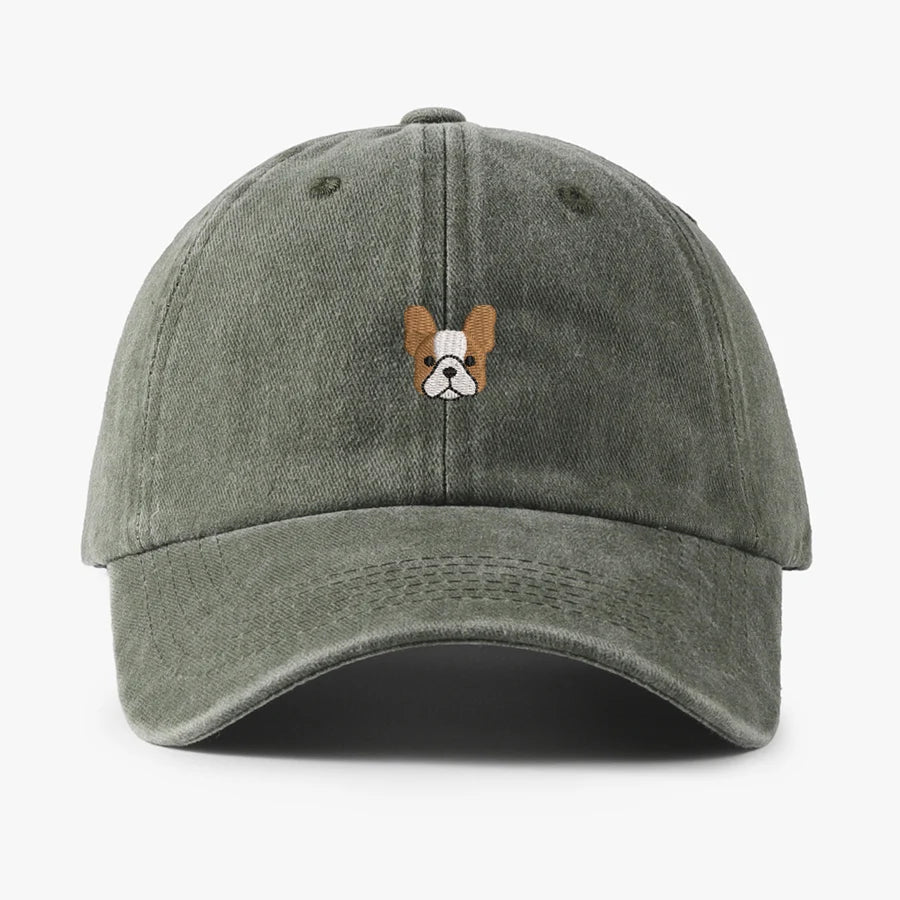 Embroidered Mini French BullDog vintage cotton Baseball caps Men Women Washed Hat Sports Fishing Dad Summer Peaked cap