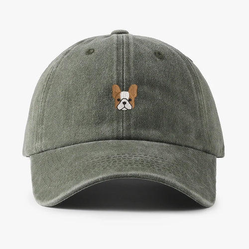 Embroidered Mini French BullDog vintage cotton Baseball caps Men Women Washed Hat Sports Fishing Dad Summer Peaked cap