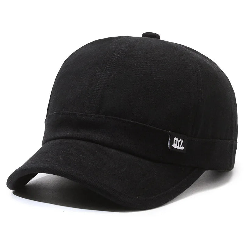 Vintage-Inspired Baseball Cap Adjustable Sun-Protective Street Style Hat Short Brim Woven Fabric Classic Fashion Accessory