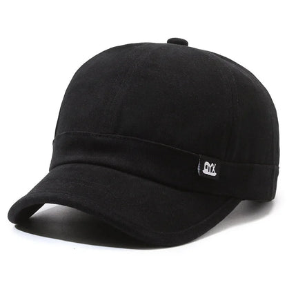 Vintage-Inspired Baseball Cap Adjustable Sun-Protective Street Style Hat Short Brim Woven Fabric Classic Fashion Accessory