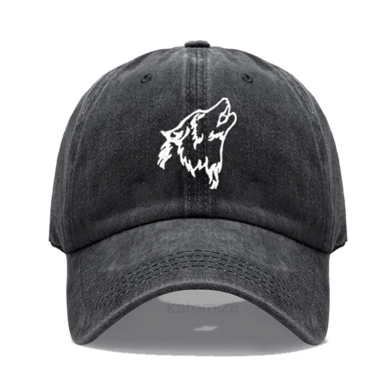 Women's Baseball Cap Men's Washed Cotton Wolf Howl Embroidery Embroidery Dad Hat Sport Golf Caps For Man Sun Hats Dropshipping