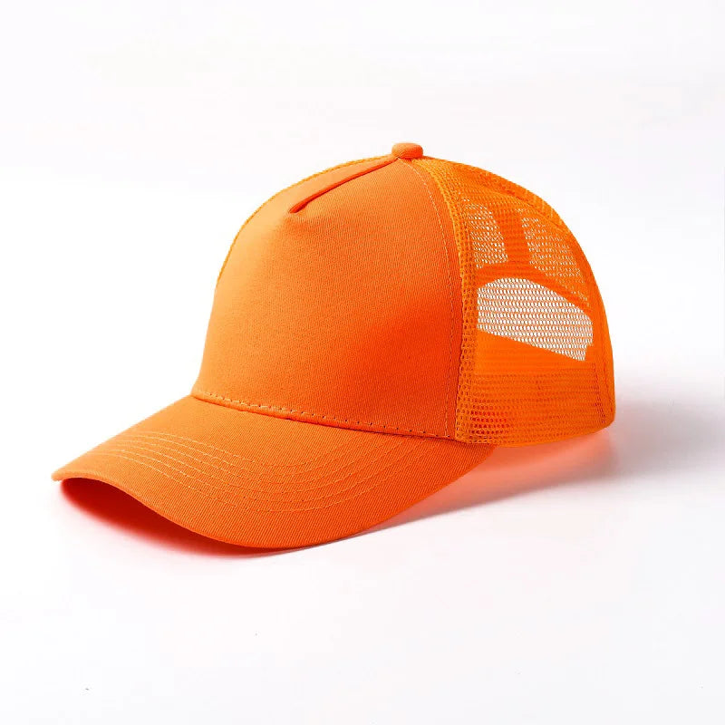 5 Pane Mesh  Baseball Cap Adult Hip Hop Curved Snapback Hats Summer Sunshade Sun Hat Simple Trucker Cap Advertising