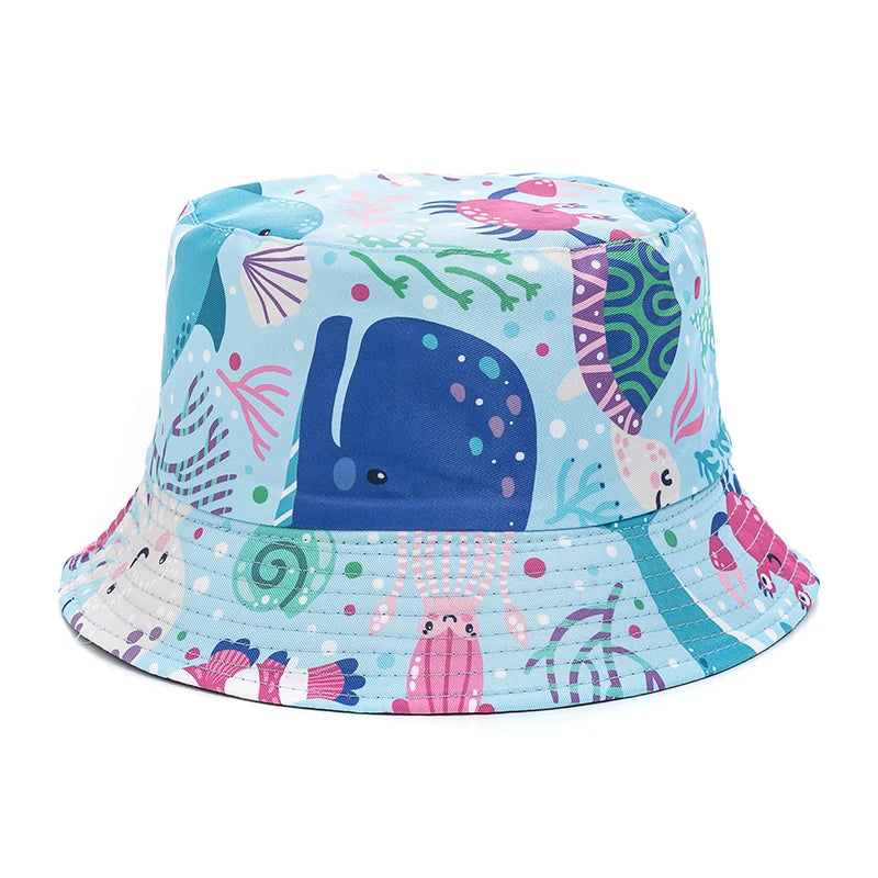 Hot Sale Unisex Bucket Hats Summer Double-sided Wear Fruit Printing Women Cap Outdoor Sun Hat Men Classic Panama Bucket Hat