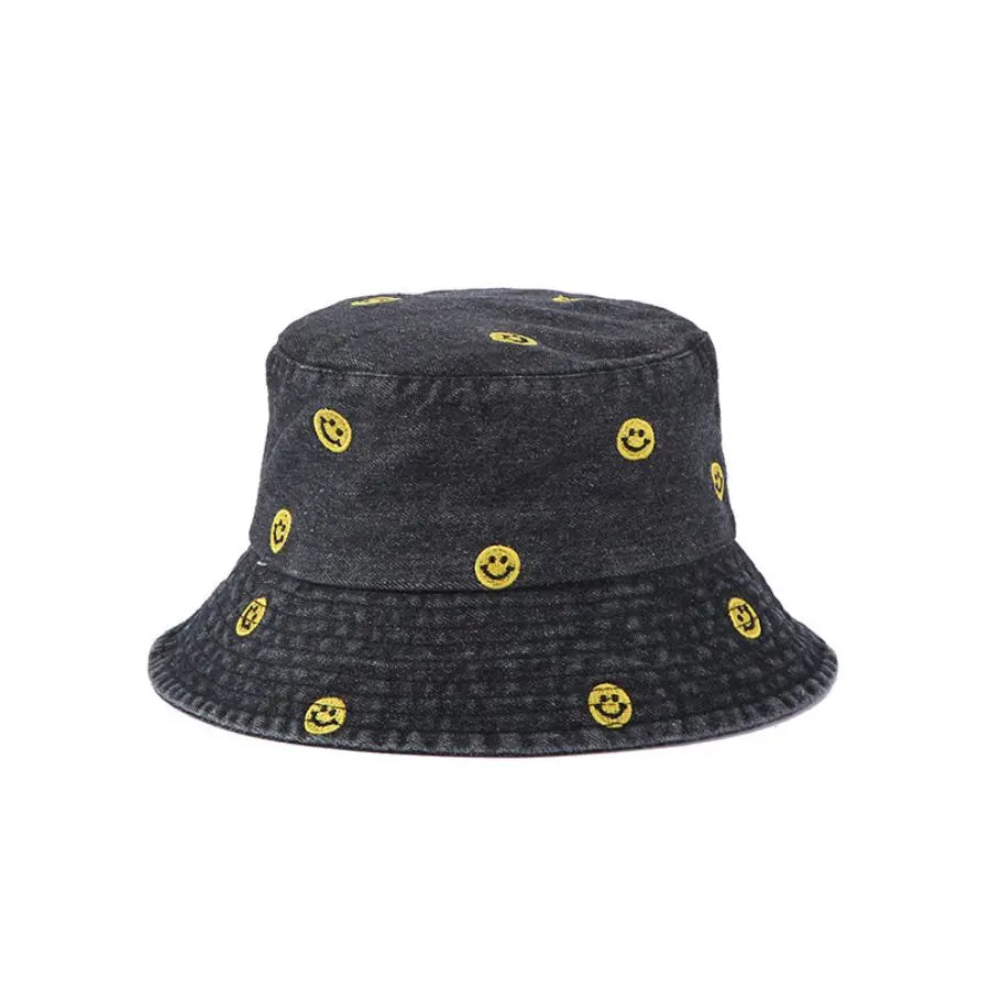 Spring Summer Strawberry Embroidery Denim  Bucket Hat Legent Fisherman Hats for Women Foldable Sport Sun Beach  Caps